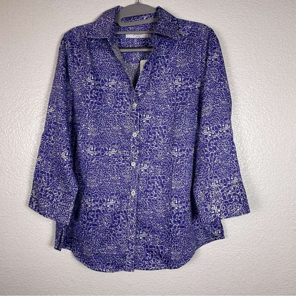 Foxcroft Purple Geometric Button-Down Shirt